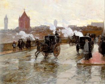 Childe Hassam : Clearing Sunset (Corner of Berkeley St and Columbus Ave)